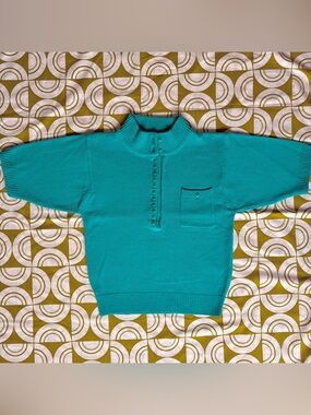 Vintage 80s/90s Short Sleeve Knit Teal Sweater